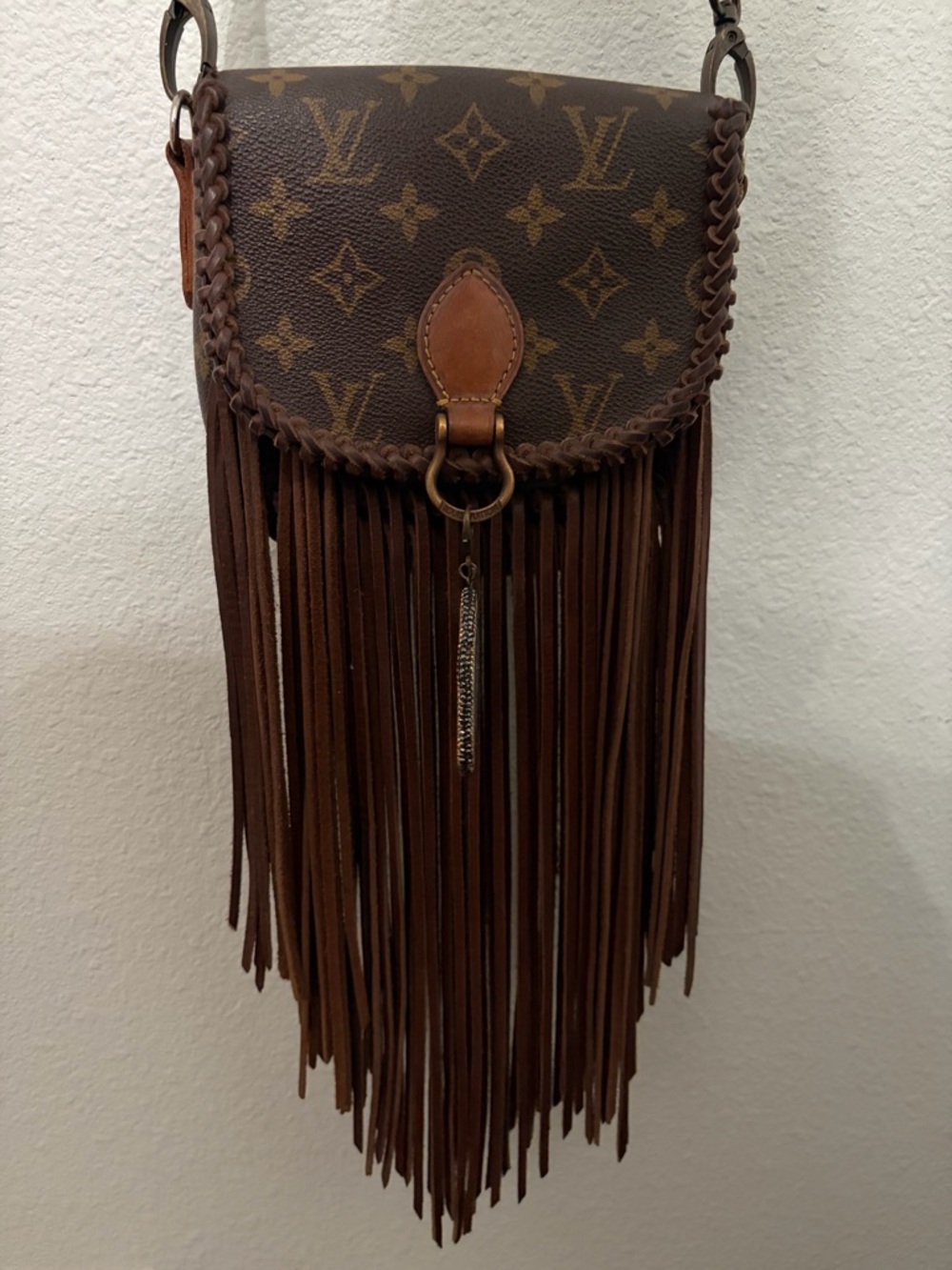 Louis Vuitton Brown Monogram Fringe Crossbody with Leather Trim Vintage Boho - Picture 10 of 10